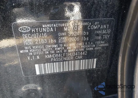 2017 Hyundai Elantra Value Edition from USA, damaged, VIN KMHD84LF1HU341442